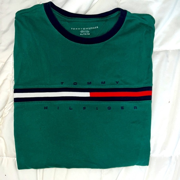 Tommy Hilfiger Other - TOMMY HILFIGER Hunter Green Tino T- Shirt Stripe Logo
